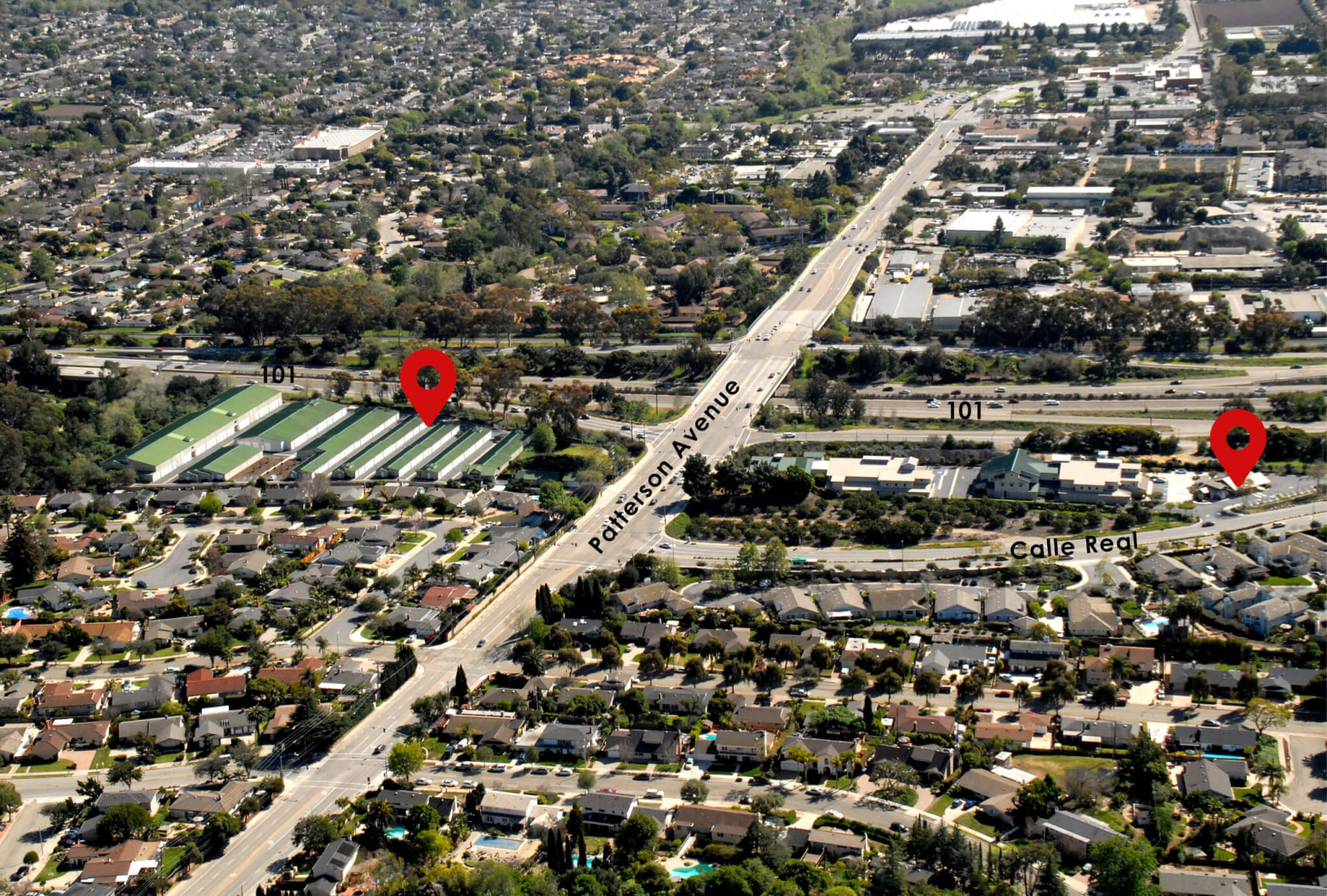 aerial view of Patterson Self Storage